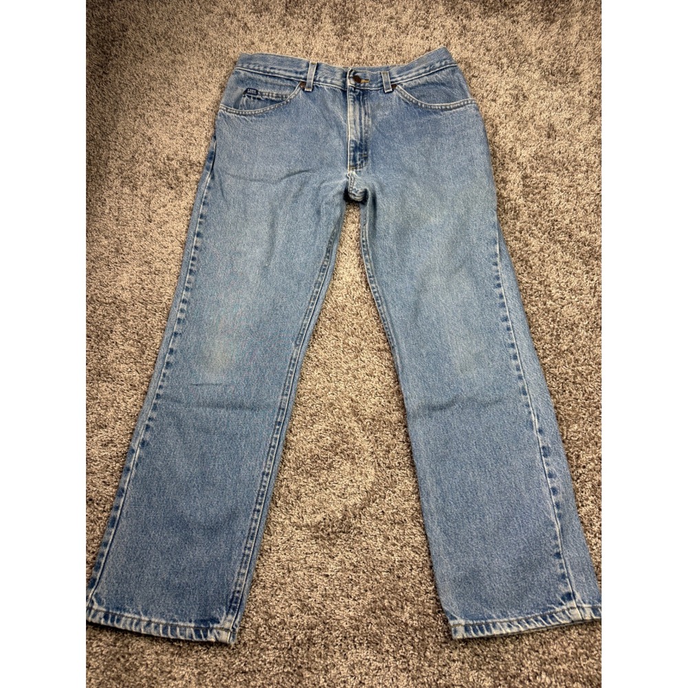 Lee Mens Straight Leg Jeans 36x30 Light Wash Blue Denim Workwear Casual